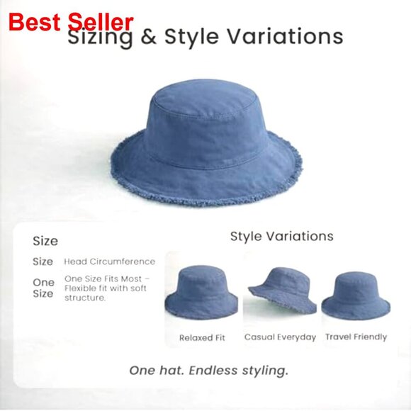 Soft Washed Cotton Bucket Hat with Frayed Edge, Foldable Sun Hat main image 6